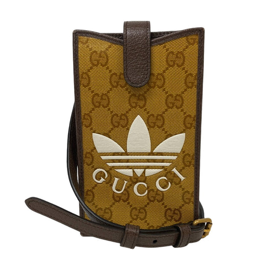 GUCCI Shoulder Bag 702203 Coated canvas Brown Adidas GG crystal Phone case mens(Unisex) Used Authentic