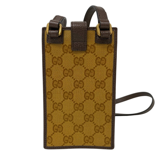 GUCCI Shoulder Bag 702203 Coated canvas Brown Adidas GG crystal Phone case mens(Unisex) Used Authentic