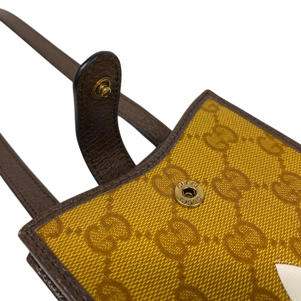 GUCCI Shoulder Bag 702203 Coated canvas Brown Adidas GG crystal Phone case mens(Unisex) Used Authentic