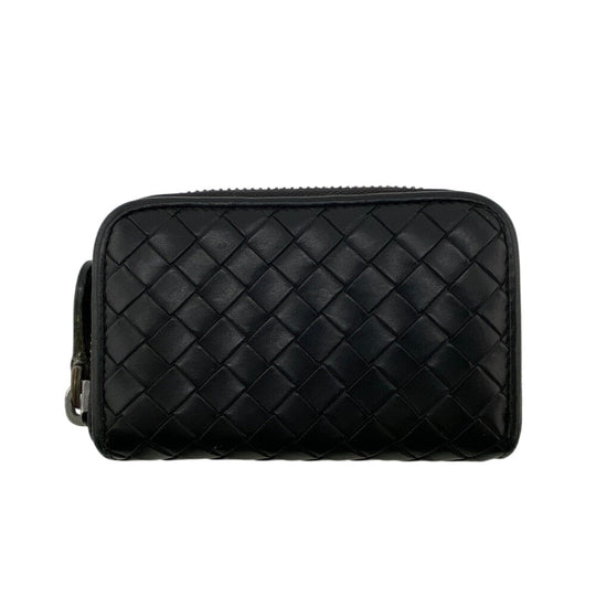 BOTTEGAVENETA Coin case leather black INTRECCIATO mens Used Authentic