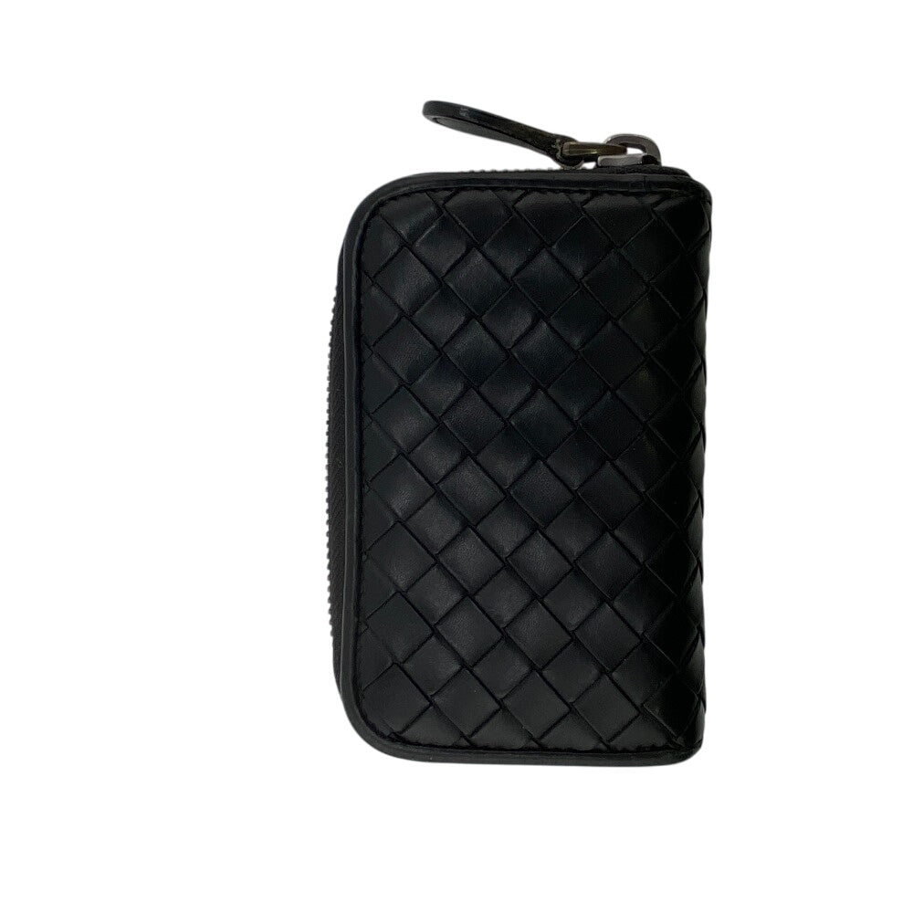 BOTTEGAVENETA Coin case leather black INTRECCIATO mens Used Authentic