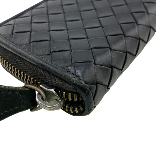 BOTTEGAVENETA Coin case leather black INTRECCIATO mens Used Authentic