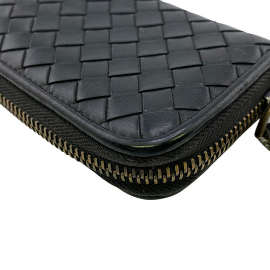 BOTTEGAVENETA Coin case leather black INTRECCIATO mens Used Authentic