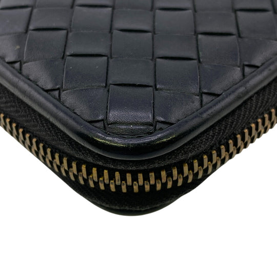 BOTTEGAVENETA Coin case leather black INTRECCIATO mens Used Authentic