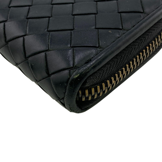 BOTTEGAVENETA Coin case leather black INTRECCIATO mens Used Authentic