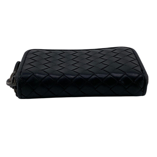 BOTTEGAVENETA Coin case leather black INTRECCIATO mens Used Authentic