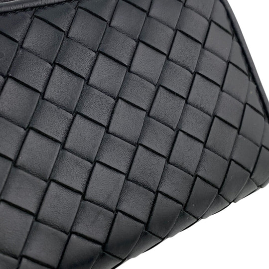 BOTTEGAVENETA Coin case leather black INTRECCIATO mens Used Authentic