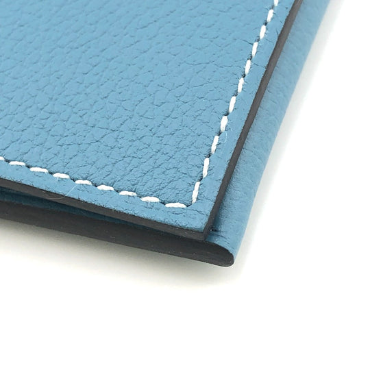 HERMES Long Wallet Purse Ever Calfskin blue RMS Tutankhamun Women Used Authentic