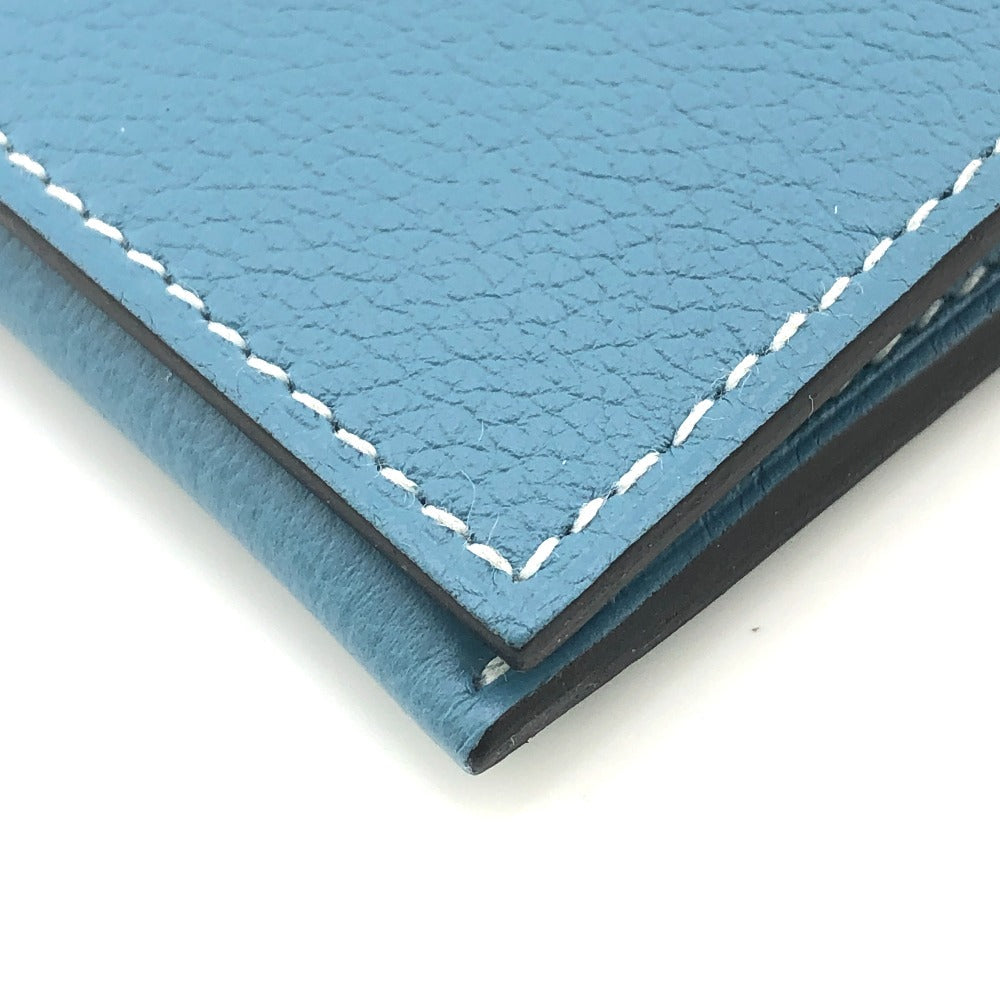 HERMES Long Wallet Purse Ever Calfskin blue RMS Tutankhamun Women Used Authentic