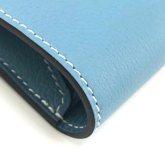 HERMES Long Wallet Purse Ever Calfskin blue RMS Tutankhamun Women Used Authentic