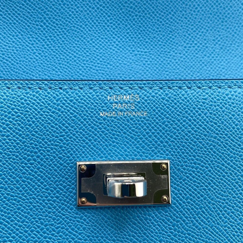 HERMES Long Wallet Purse Epsom Blue gene long kelly pocket Women Used Authentic