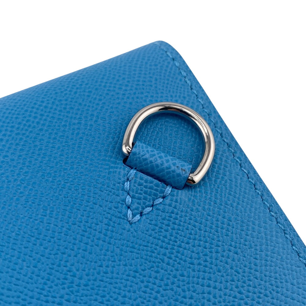 HERMES Long Wallet Purse Epsom Blue gene long kelly pocket Women Used Authentic