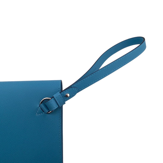 HERMES Long Wallet Purse Epsom Blue gene long kelly pocket Women Used Authentic