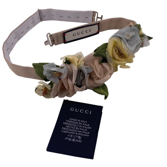 GUCCI hair accessory Rayon beige Katyusha flour Women Used Authentic