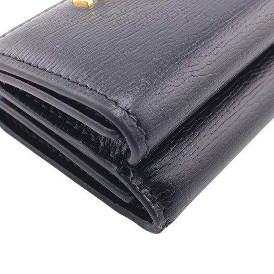 GUCCI Tri-fold wallet 790100 leather black Tri-fold wallet Script Wallet Women Used Authentic