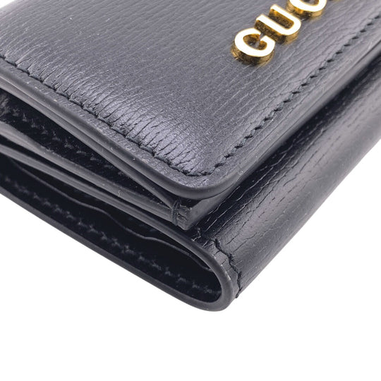 GUCCI Tri-fold wallet 790100 leather black Tri-fold wallet Script Wallet Women Used Authentic