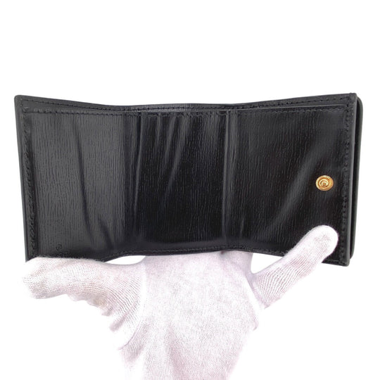 GUCCI Tri-fold wallet 790100 leather black Tri-fold wallet Script Wallet Women Used Authentic