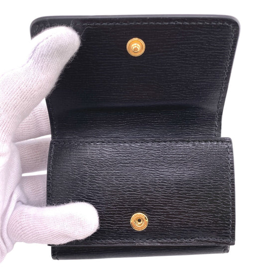 GUCCI Tri-fold wallet 790100 leather black Tri-fold wallet Script Wallet Women Used Authentic