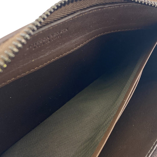 BOTTEGAVENETA Long Wallet Purse leather Brown Zip Around INTRECCIATO mens Used Authentic