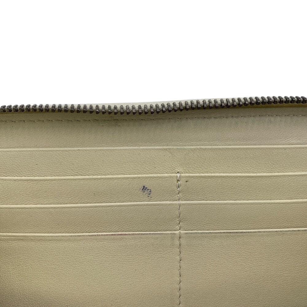 BOTTEGAVENETA Long Wallet Purse leather white Zip Around INTRECCIATO mens Used Authentic