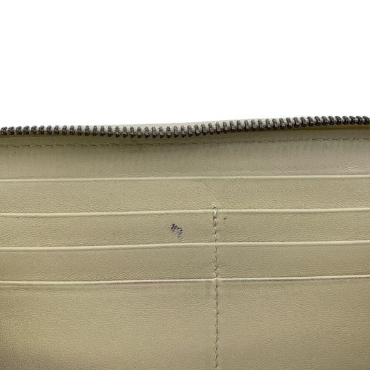 BOTTEGAVENETA Long Wallet Purse leather white Zip Around INTRECCIATO mens Used Authentic
