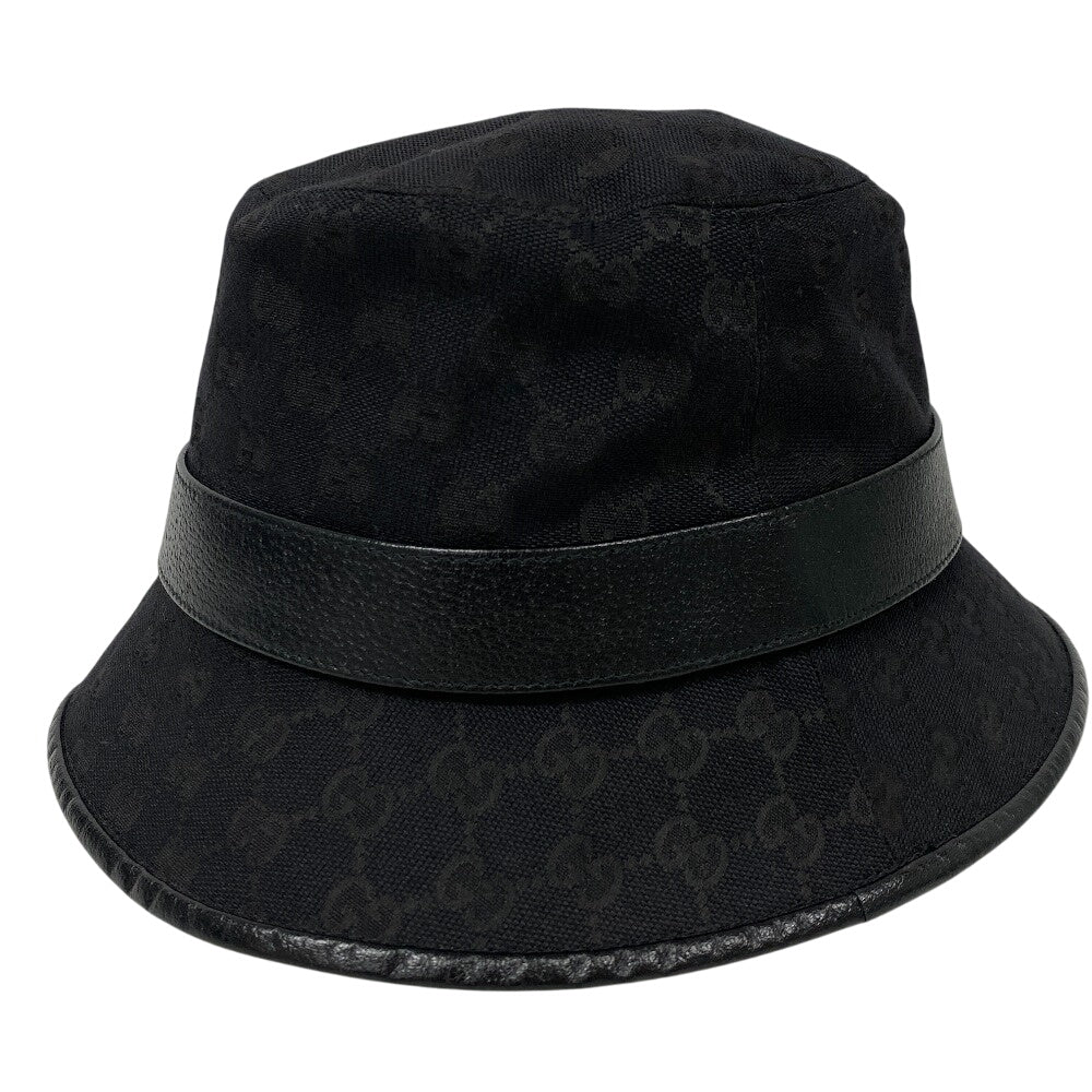 GUCCI hat 576587 Canvas, Leather black GG canvas unisex(Unisex) Used Authentic