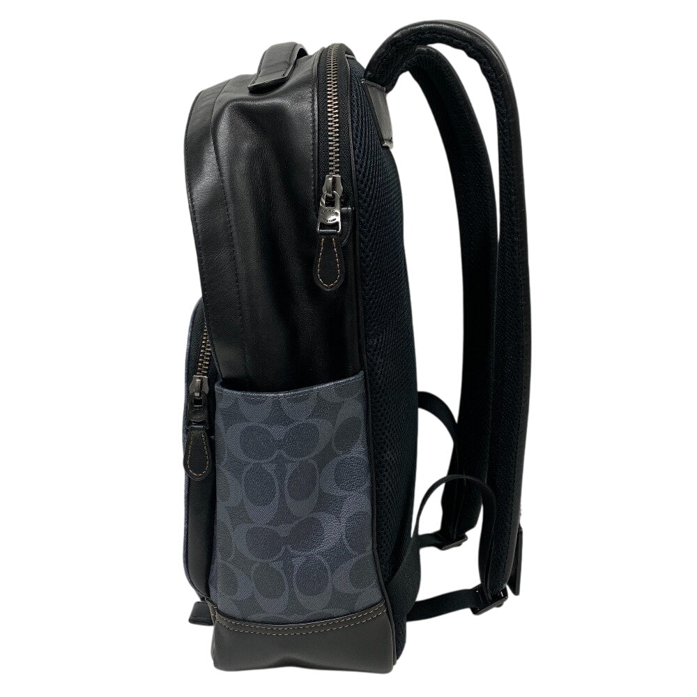 COACH Backpack C3230 leather Navy Signature mens Used Authentic