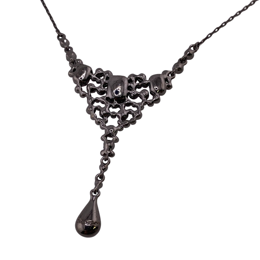 GIVENCHY Necklace Metal, Rhinestone Red Rhinestone Women Used Authentic
