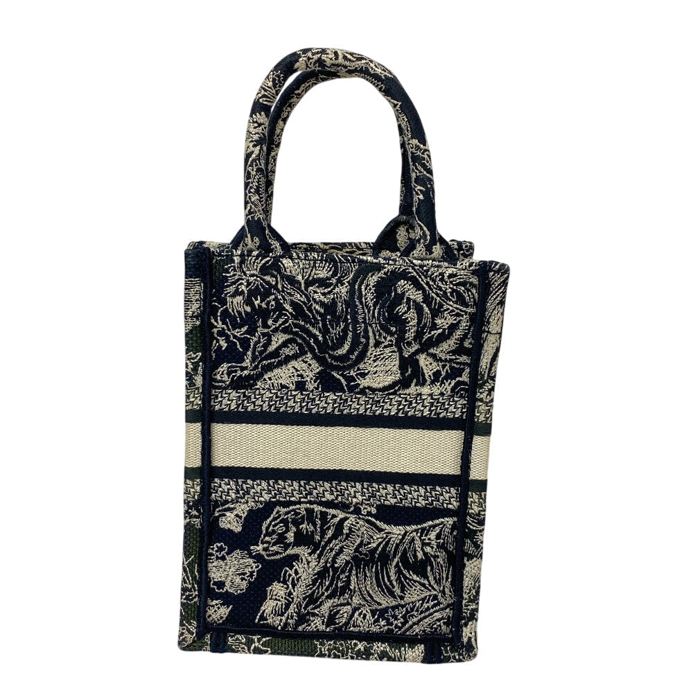 Christian Dior Shoulder Bag canvas Navy 2WAY Mini Phone Bag Book tote Women Used Authentic