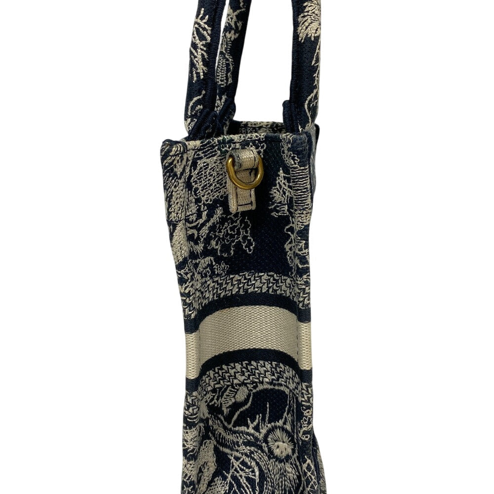 Christian Dior Shoulder Bag canvas Navy 2WAY Mini Phone Bag Book tote Women Used Authentic