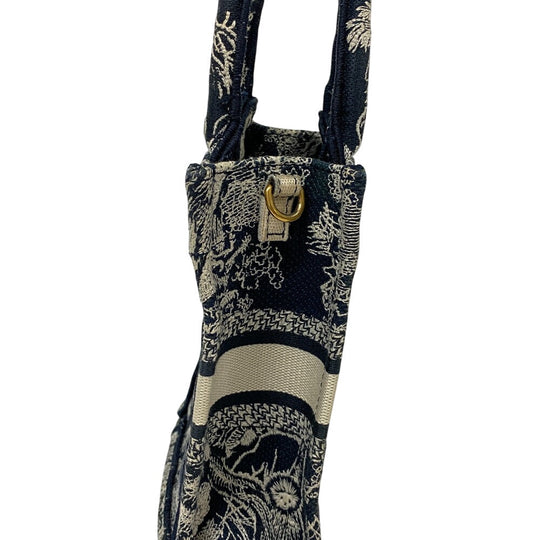 Christian Dior Shoulder Bag canvas Navy 2WAY Mini Phone Bag Book tote Women Used Authentic