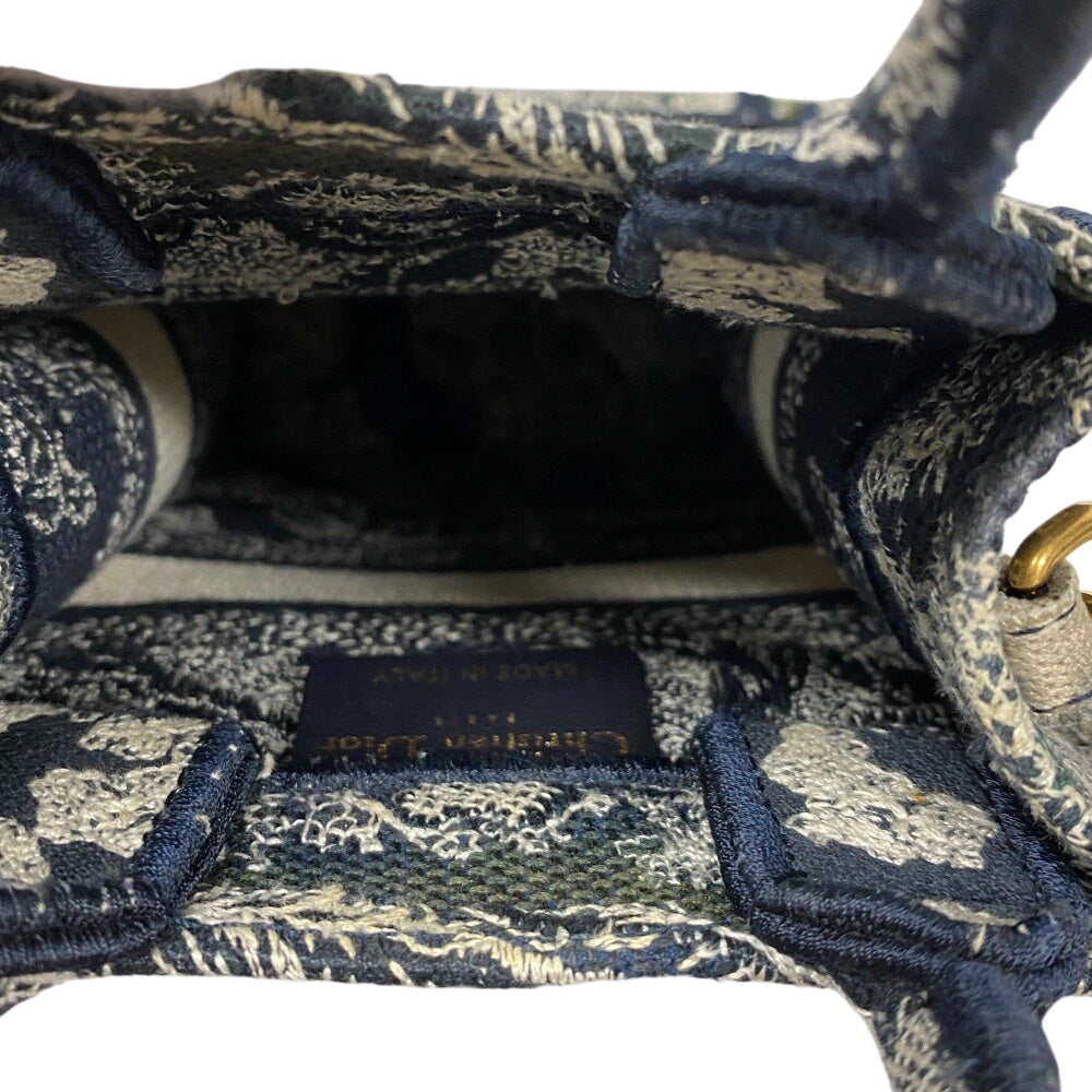 Christian Dior Shoulder Bag canvas Navy 2WAY Mini Phone Bag Book tote Women Used Authentic