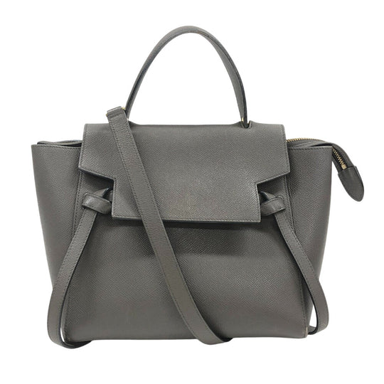 CELINE Handbag leather gray Nano Belt bag 2way Women Used Authentic