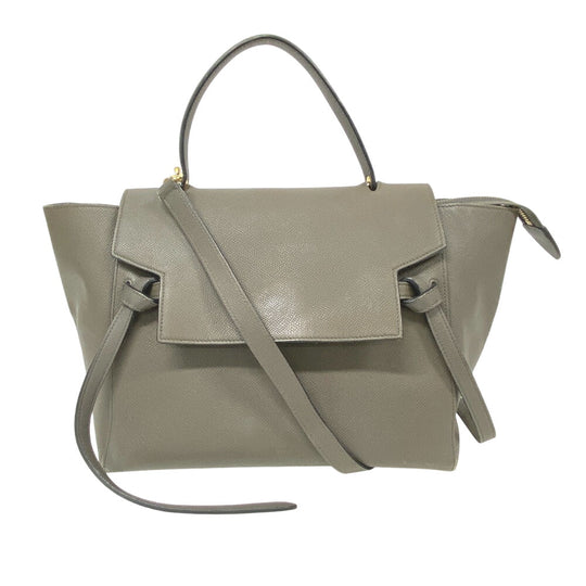 CELINE Handbag leather gray 2way Belt bag mini Women Used Authentic