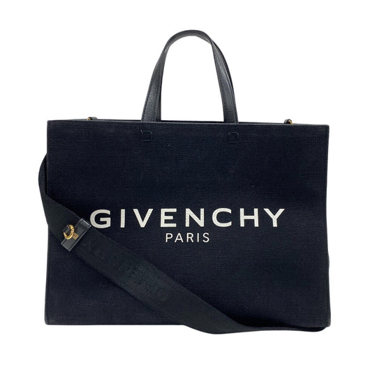 GIVENCHY Handbag canvas black medium G Tote logo Women Used Authentic