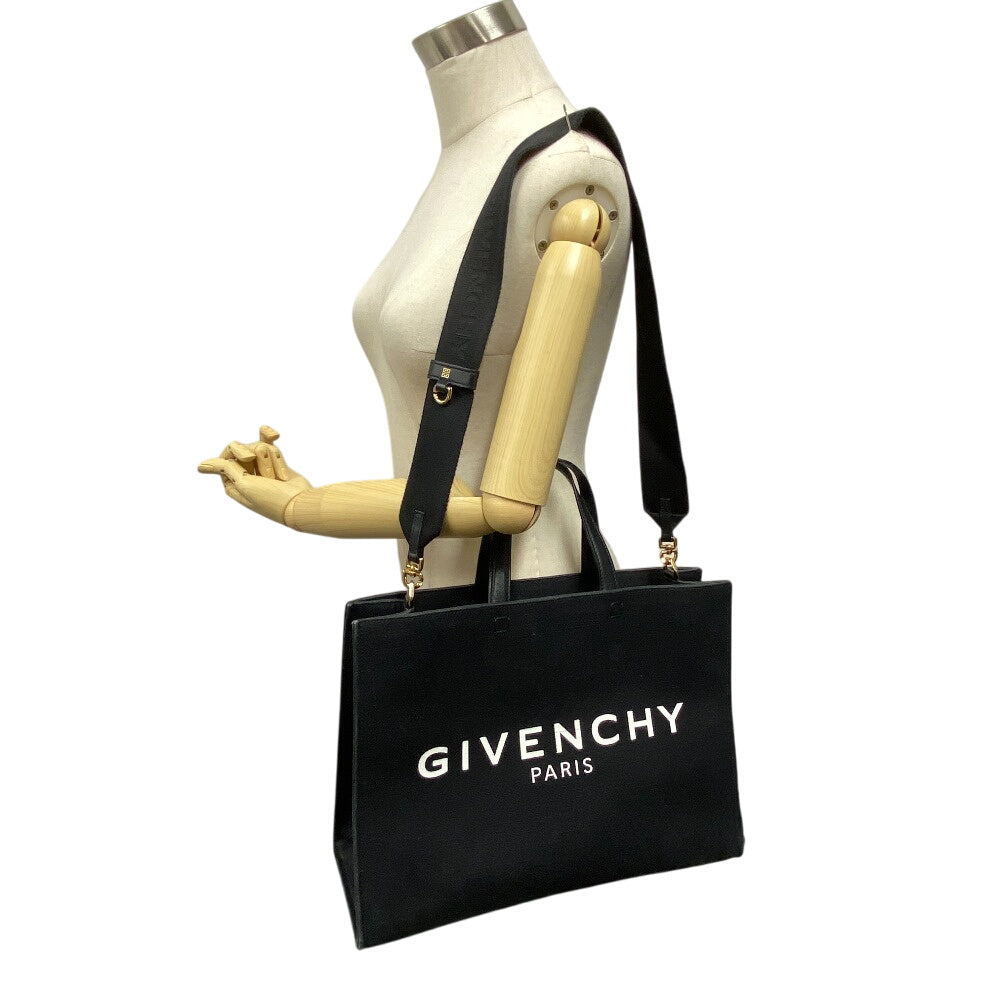 GIVENCHY Handbag canvas black medium G Tote logo Women Used Authentic