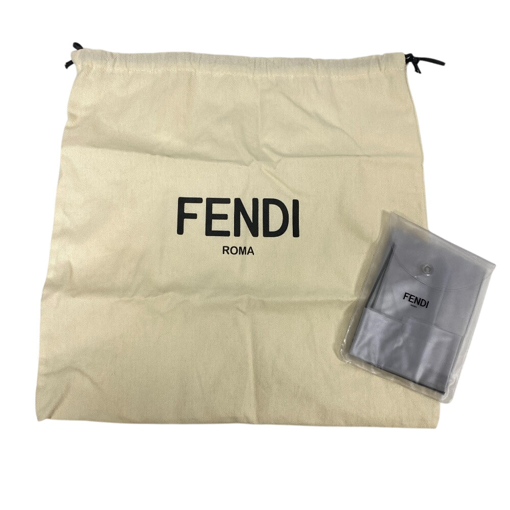FENDI Handbag 8BN244 leather gray 2way Mini Pea Kaboo Women Used Authentic