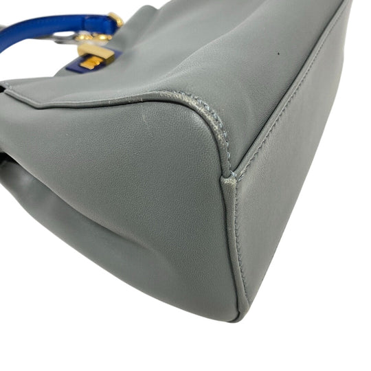 FENDI Handbag 8BN244 leather gray 2way Mini Pea Kaboo Women Used Authentic