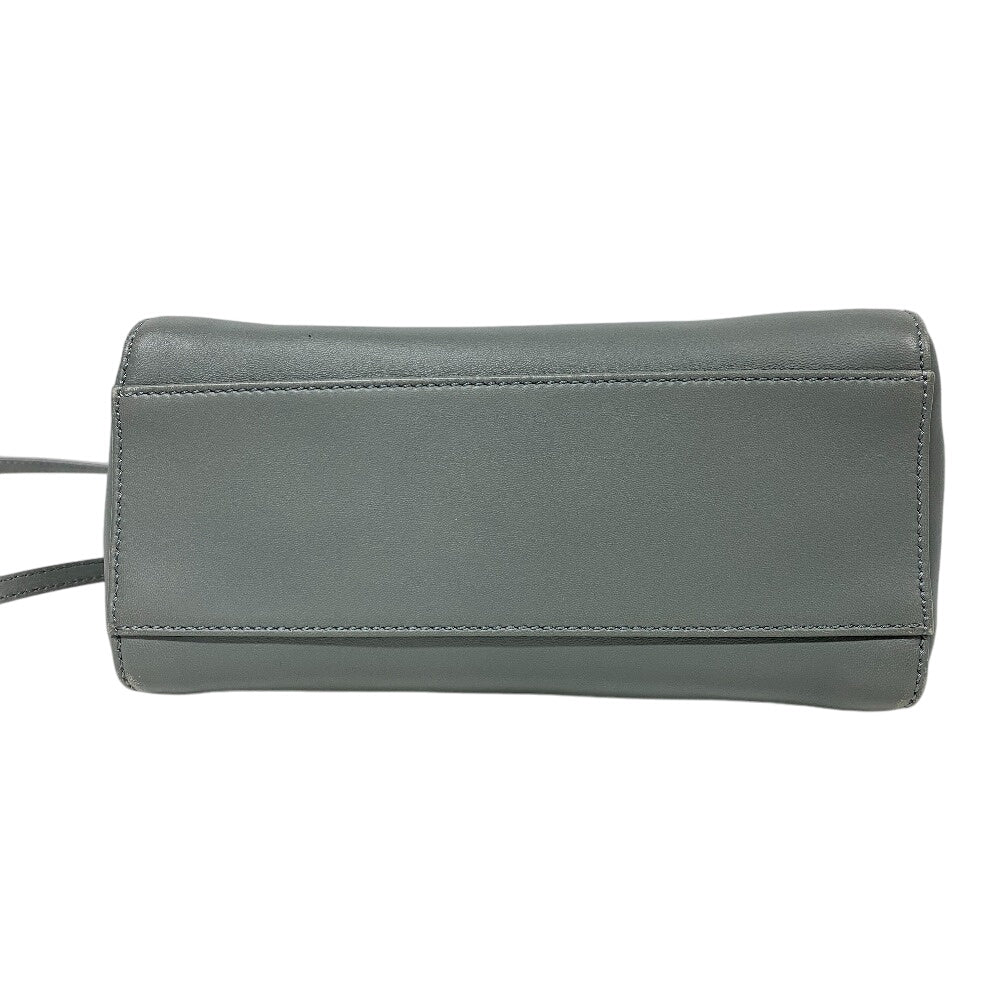 FENDI Handbag 8BN244 leather gray 2way Mini Pea Kaboo Women Used Authentic
