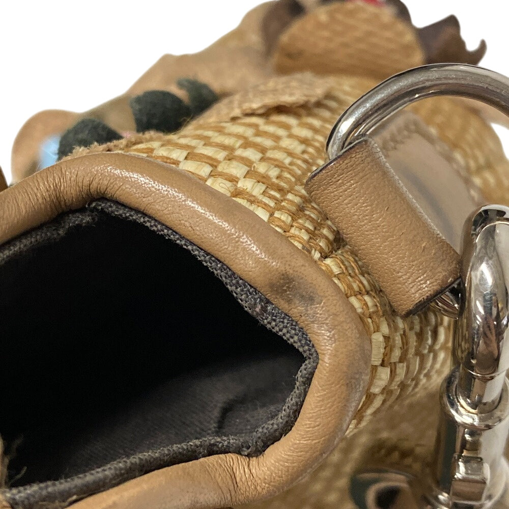 FENDI Shoulder Bag 8BL135 Straw, Leather beige 2WAY handbag By the Way Mini Women Used Authentic