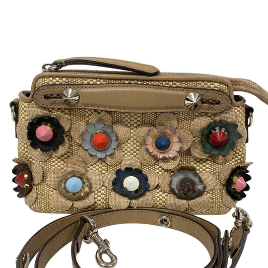 FENDI Shoulder Bag 8BL135 Straw, Leather beige 2WAY handbag By the Way Mini Women Used Authentic