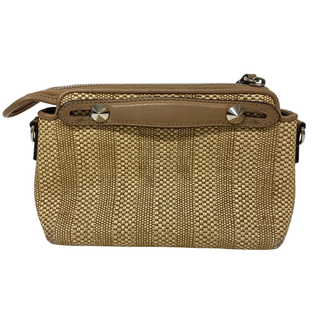 FENDI Shoulder Bag 8BL135 Straw, Leather beige 2WAY handbag By the Way Mini Women Used Authentic