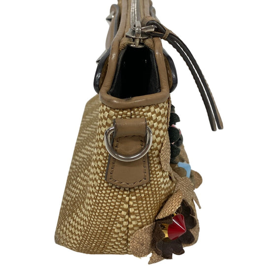 FENDI Shoulder Bag 8BL135 Straw, Leather beige 2WAY handbag By the Way Mini Women Used Authentic
