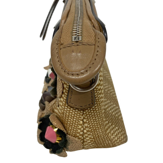 FENDI Shoulder Bag 8BL135 Straw, Leather beige 2WAY handbag By the Way Mini Women Used Authentic
