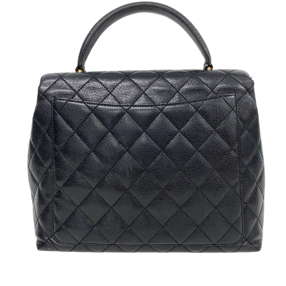 CHANEL Handbag Caviar skin black Gold Metal Matrasse Women Used Authentic