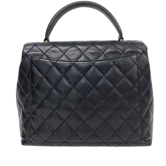 CHANEL Handbag Caviar skin black Gold Metal Matrasse Women Used Authentic