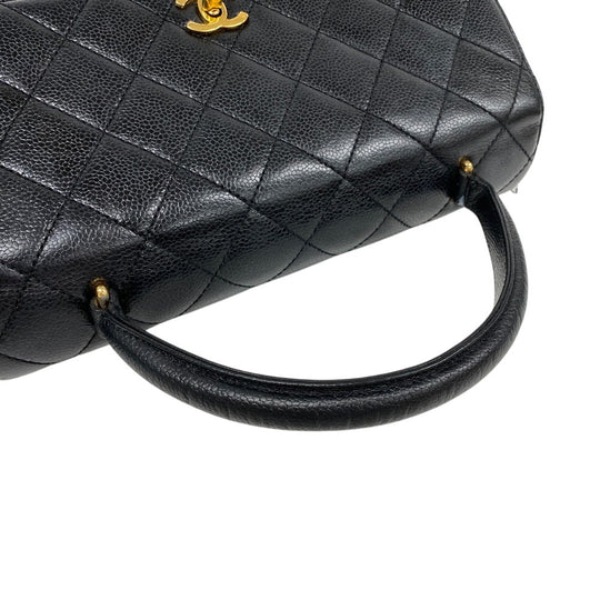 CHANEL Handbag Caviar skin black Gold Metal Matrasse Women Used Authentic