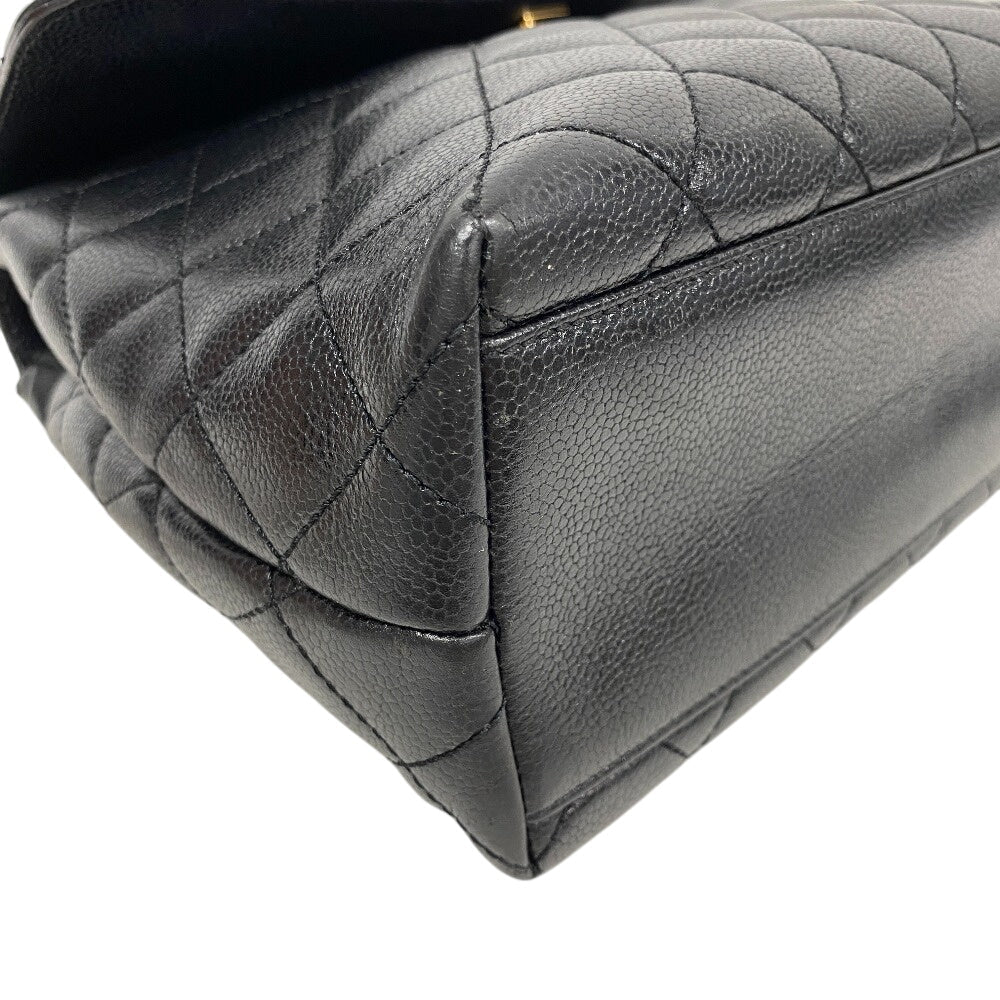 CHANEL Handbag Caviar skin black Gold Metal Matrasse Women Used Authentic