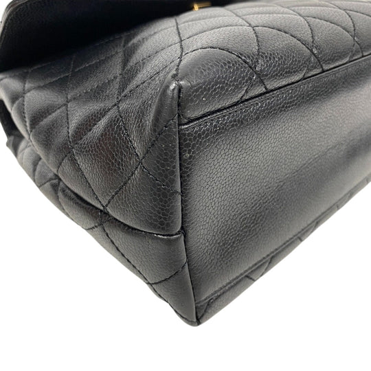 CHANEL Handbag Caviar skin black Gold Metal Matrasse Women Used Authentic