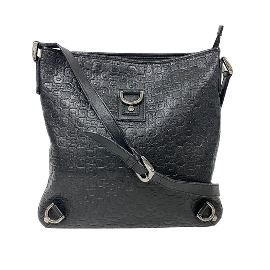 GUCCI Shoulder Bag 268642 leather black Horse pit Abbey Women Used Authentic